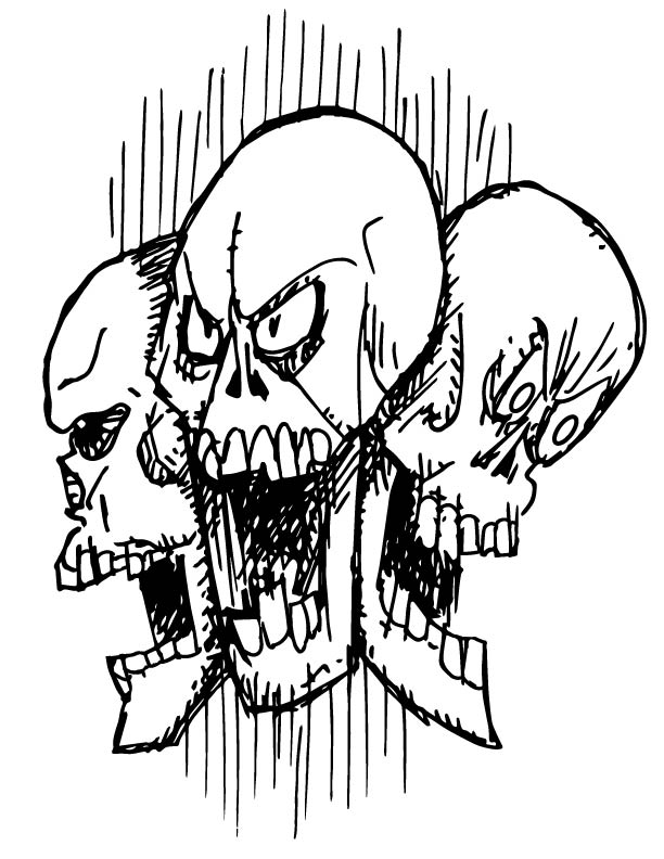 Zombie Coloring Book triplet skulls
